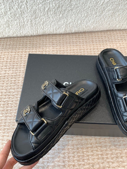 DAD SANDAL IN BLACK CALFSKIN MULE