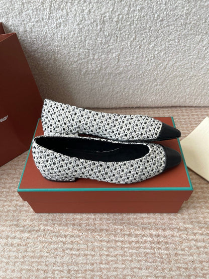 BALLET IN BLACK TWEED MIX LAMBSKIN