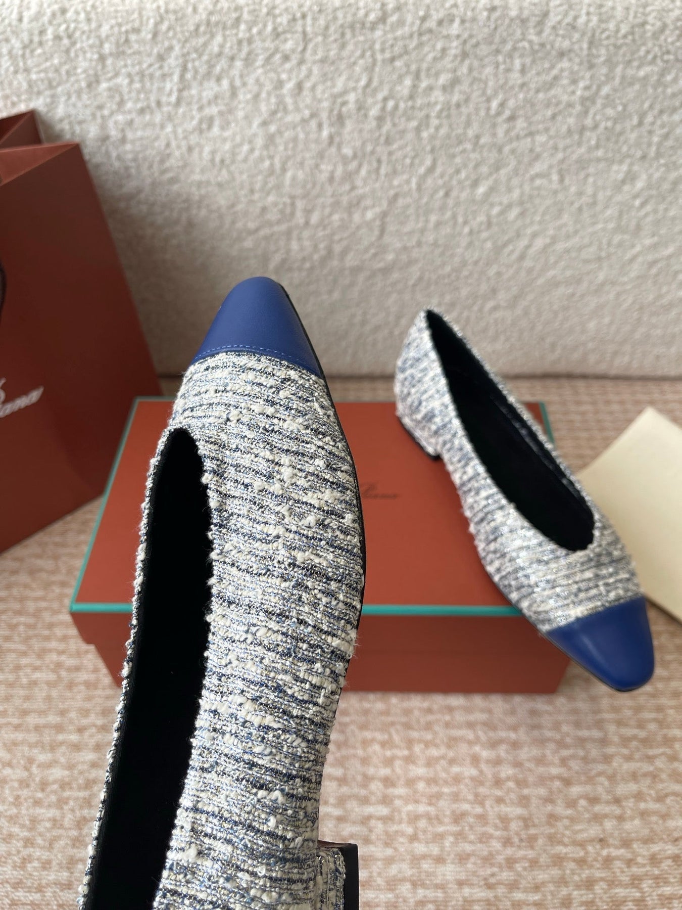 BALLET IN BLUE TWEED MIX LAMBSKIN