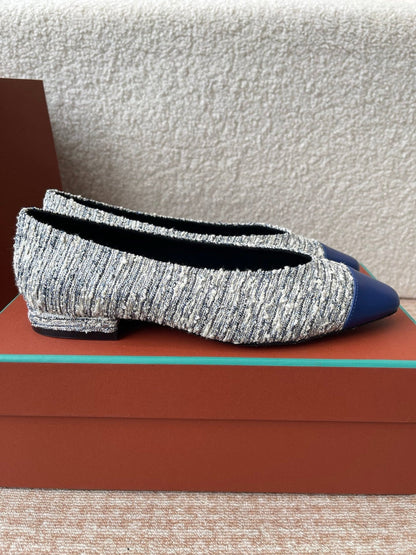 BALLET IN BLUE TWEED MIX LAMBSKIN