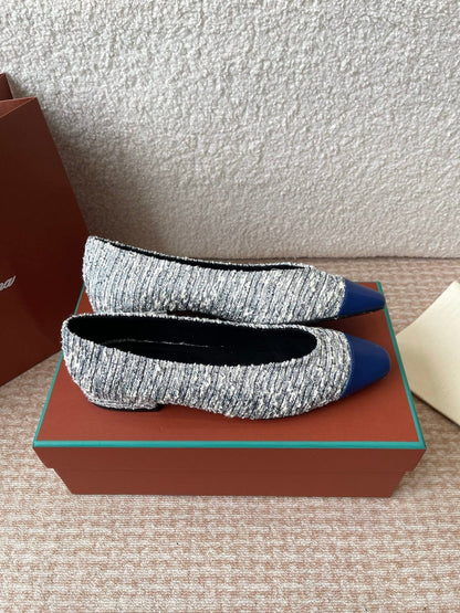 BALLET IN BLUE TWEED MIX LAMBSKIN