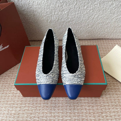 BALLET IN BLUE TWEED MIX LAMBSKIN