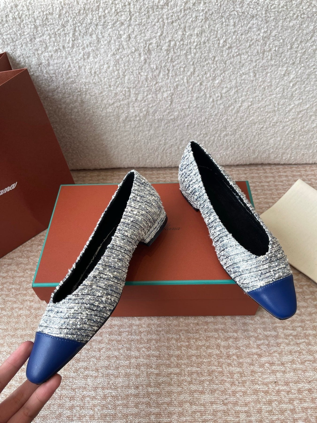 BALLET IN BLUE TWEED MIX LAMBSKIN