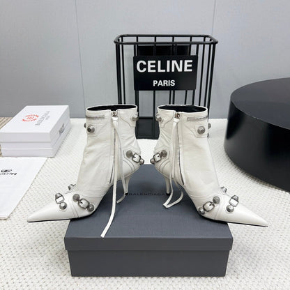 CAGOLE HIGH BOOTS IN WHITE LAMBSKIN