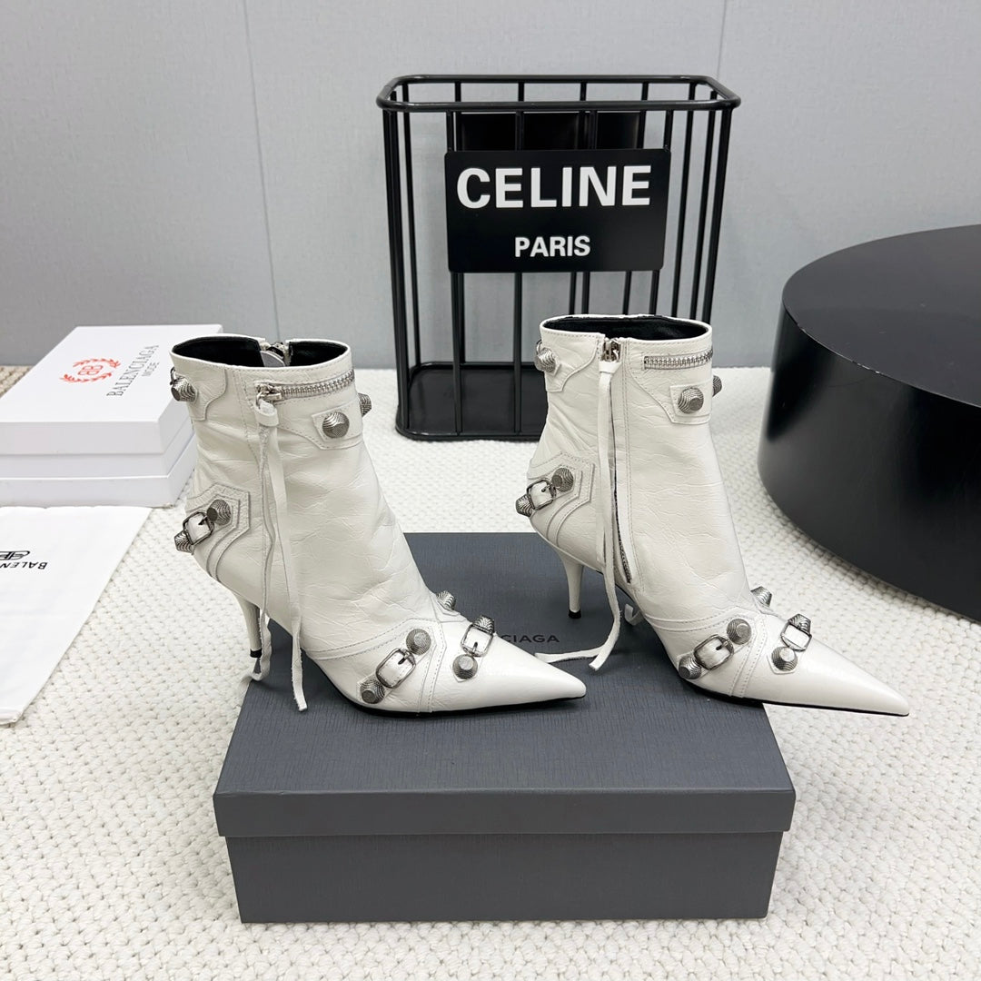 CAGOLE HIGH BOOTS IN WHITE LAMBSKIN