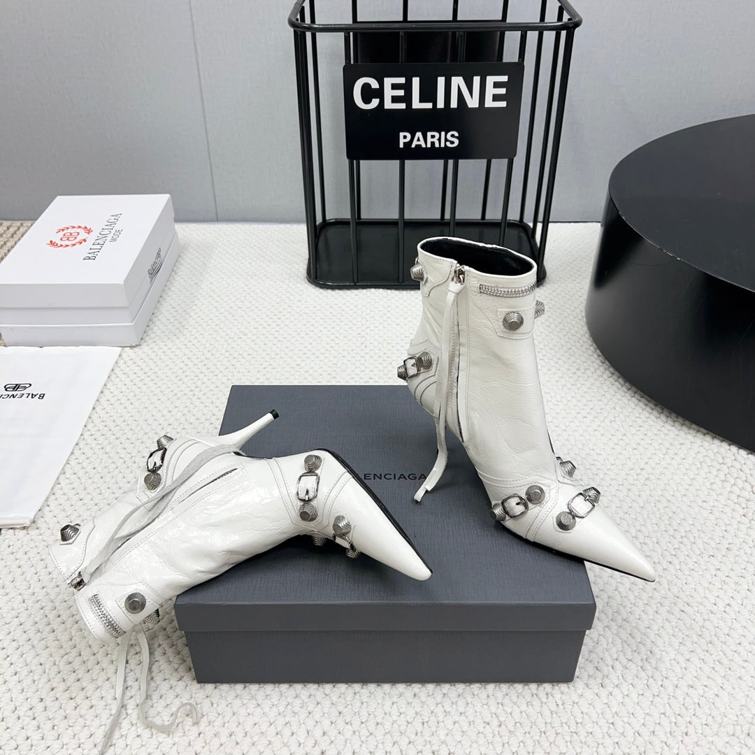 CAGOLE HIGH BOOTS IN WHITE LAMBSKIN