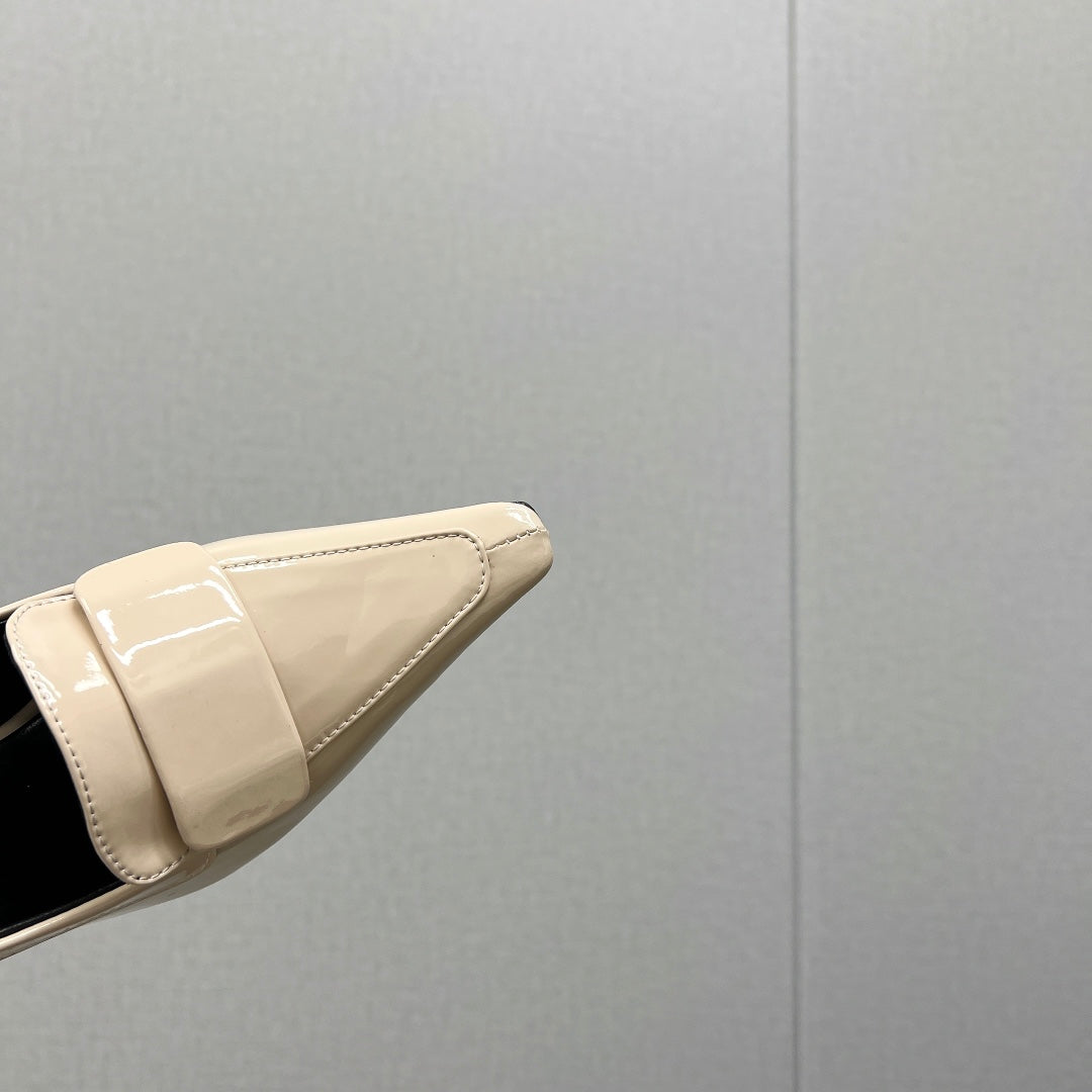 D'ORSAY PUMPS IN CREAM GLOSSY CALFSKIN