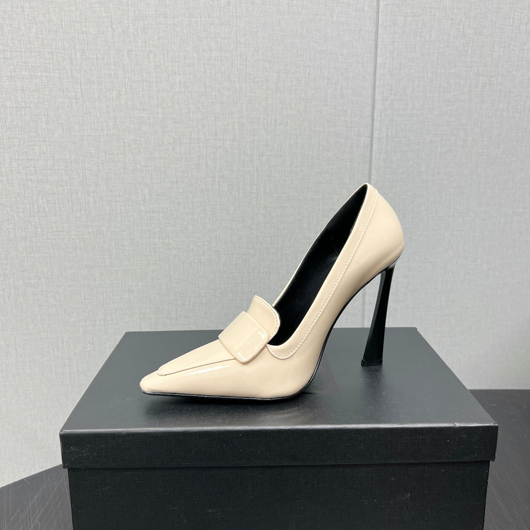 D'ORSAY PUMPS IN CREAM GLOSSY CALFSKIN