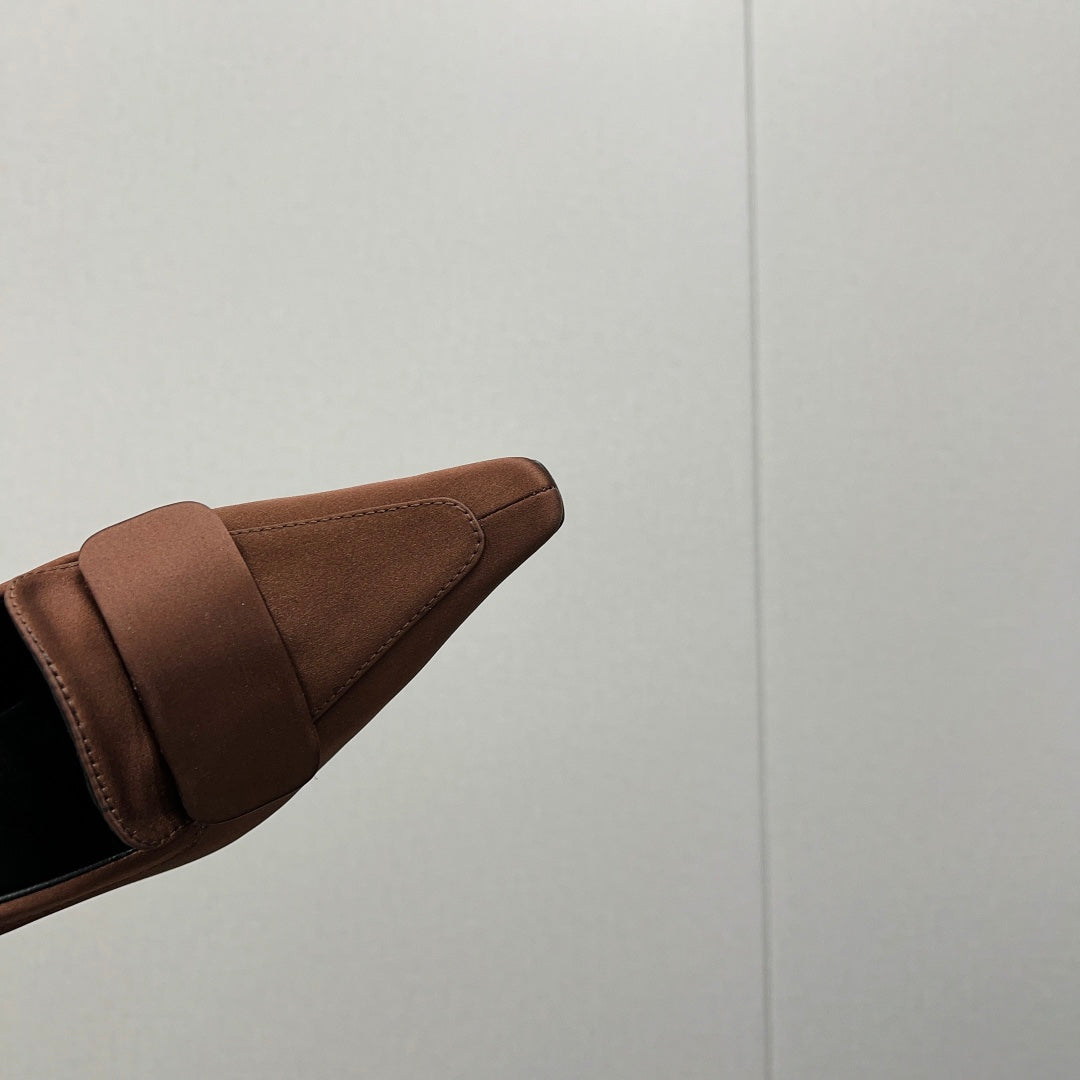 D'ORSAY PUMPS IN TOFFEE BROWN SILK