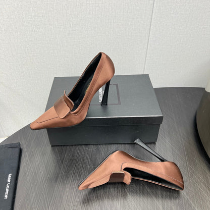 D'ORSAY PUMPS IN TOFFEE BROWN SILK
