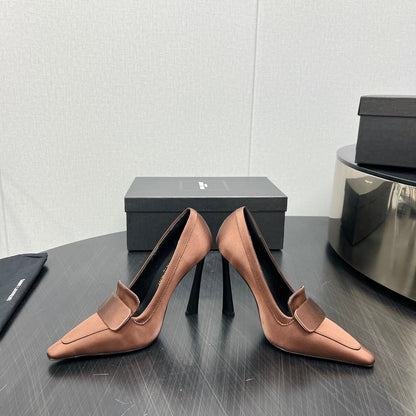 D'ORSAY PUMPS IN TOFFEE BROWN SILK