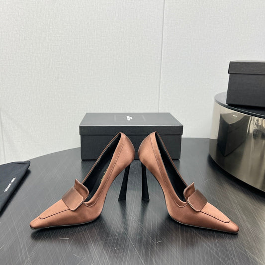 D'ORSAY PUMPS IN TOFFEE BROWN SILK