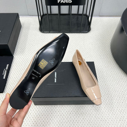 POPPY BALLET FLATS IN BEIGE GLOSSY LAMBSKIN