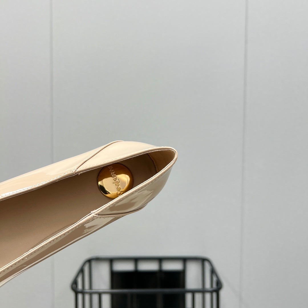 POPPY BALLET FLATS IN BEIGE GLOSSY LAMBSKIN