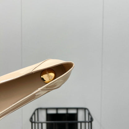 POPPY BALLET FLATS IN BEIGE GLOSSY LAMBSKIN