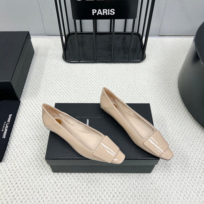 POPPY BALLET FLATS IN BEIGE GLOSSY LAMBSKIN