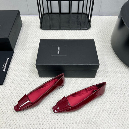 POPPY BALLET FLATS IN BURGUNDY RED GLOSSY LAMBSKIN