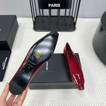 POPPY BALLET FLATS IN BURGUNDY RED GLOSSY LAMBSKIN