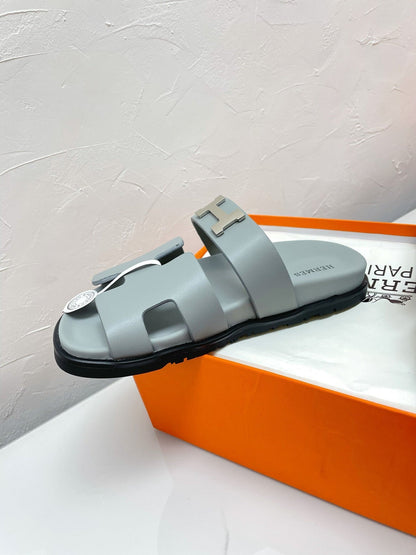 CHYPRE SANDAL PASTEL BLUE LAMBSKIN WITH H BUCKLE