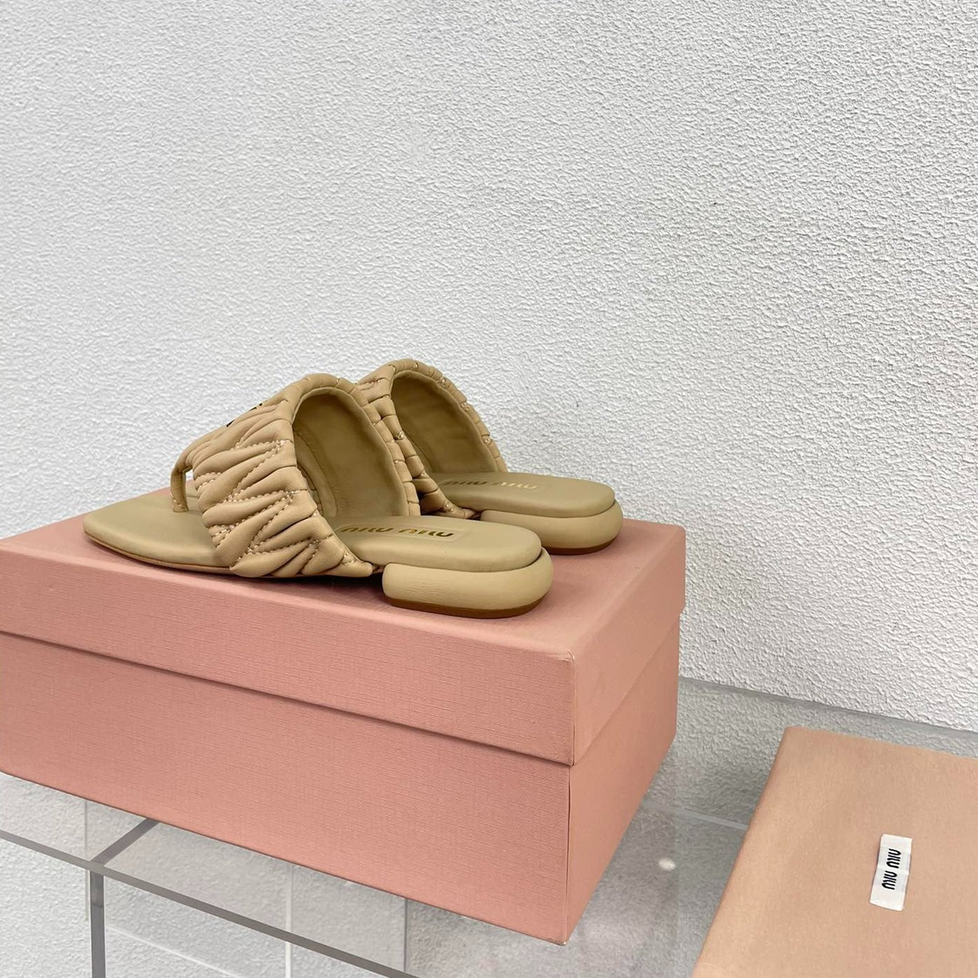 Flip-Flops Apricot Color Leather Stylized