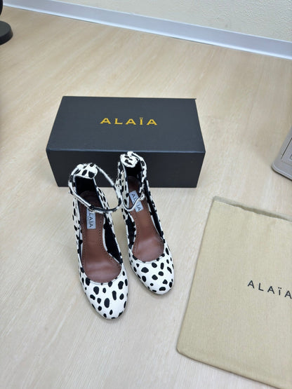 DECOLLETE PUMPS IN BLACK MIX WHITE DOTS HAIRCALF