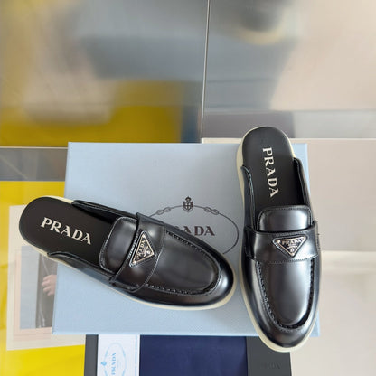 Pra Black Leather Mule 25mm Rubber Sole
