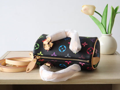 EAST WEST 15 BAG IN BLACK MIX COLORFUL CALFSKIN