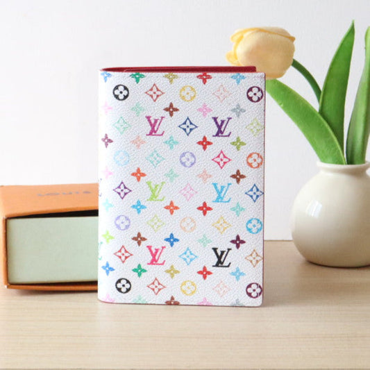DOLL PASSPORT WALLET IN WHITE MIX COLORFUL CALFSKIN
