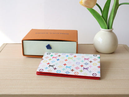 DOLL PASSPORT WALLET IN WHITE MIX COLORFUL CALFSKIN