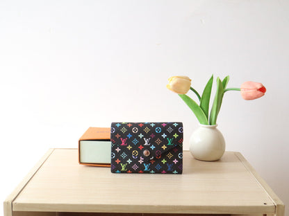 ROSALIE ZIPPY 12 IN BLACK MIX COLORFUL CALFSKIN