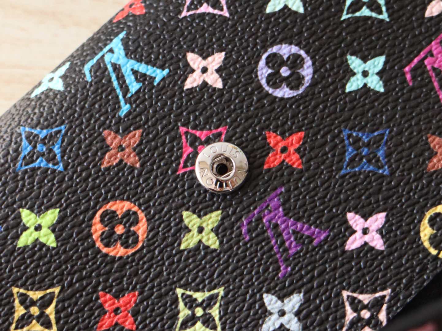 ROSALIE ZIPPY 12 IN BLACK MIX COLORFUL CALFSKIN