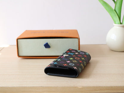 ROSALIE WALLET 12 IN BLACK MIX COLORFUL CALFSKIN