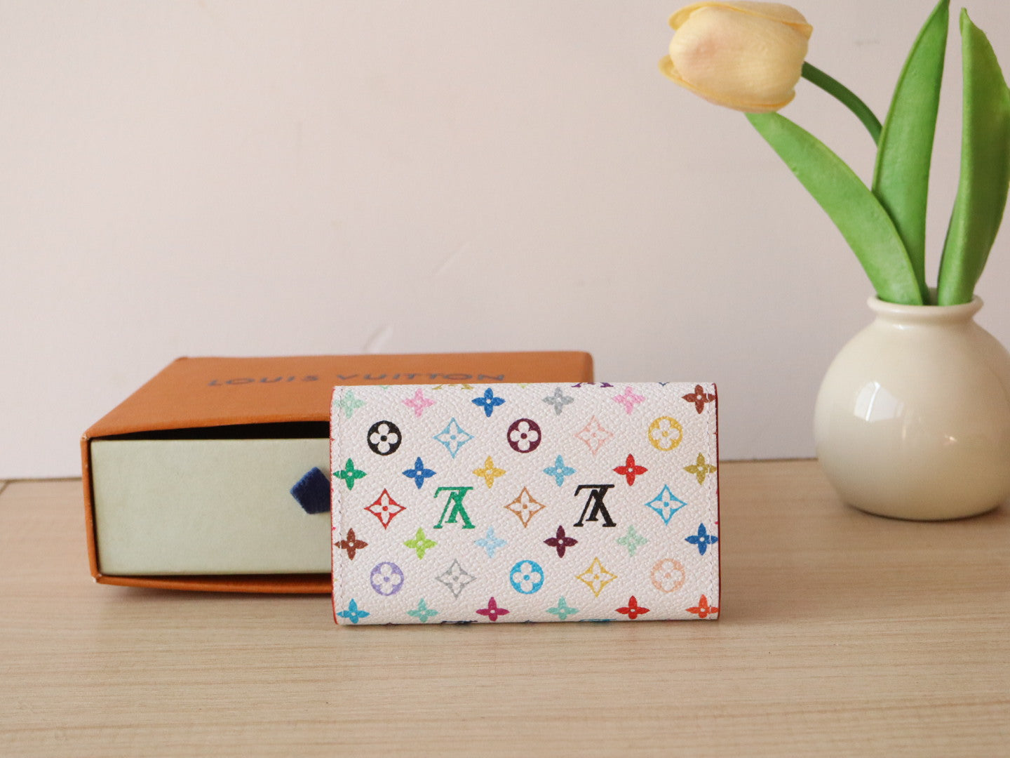 ROSALIE WALLET 12 IN WHITE MIX COLORFUL CALFSKIN