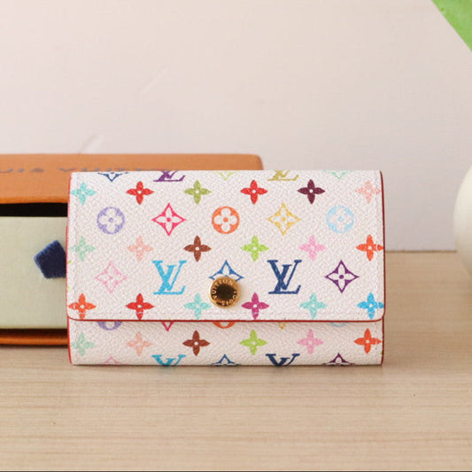 ROSALIE WALLET 12 IN WHITE MIX COLORFUL CALFSKIN