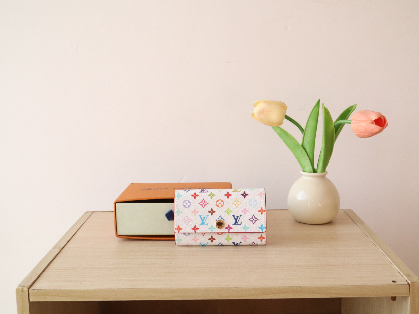 ROSALIE WALLET 12 IN WHITE MIX COLORFUL CALFSKIN