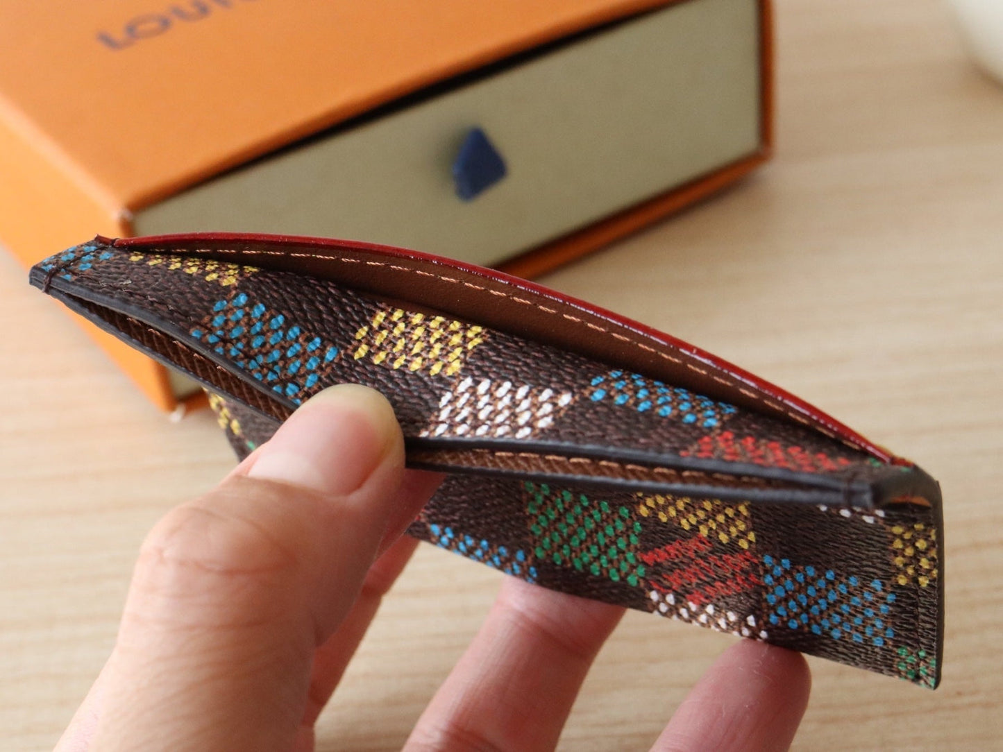 POCKET ORGANIZER CARD HOLDER 11 IN COLORFUL DAMIER EBENE CANVAS