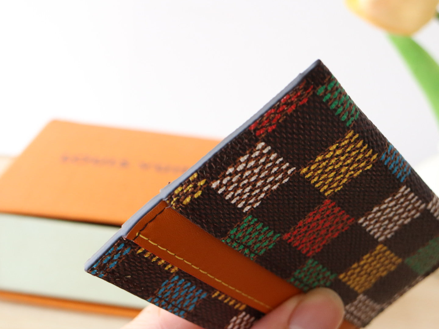 POCKET ORGANIZER CARD HOLDER 11 IN COLORFUL DAMIER EBENE CANVAS