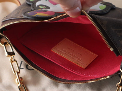 PANDA POCHETTE BAG 22 IN BROWN MONOGRAM COATED CANVAS