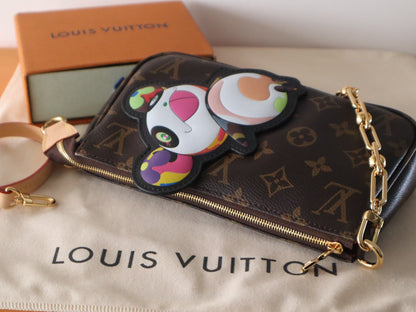 PANDA POCHETTE BAG 22 IN BROWN MONOGRAM COATED CANVAS