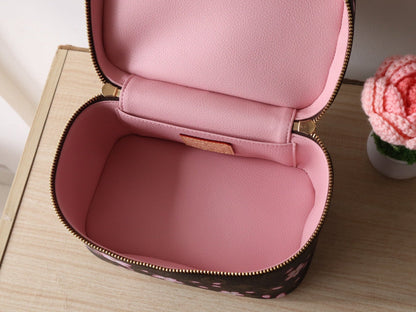 NICE MINI TOILETRY BAG 20 IN SAKURA BROWN MONOGRAM COATED CANVAS