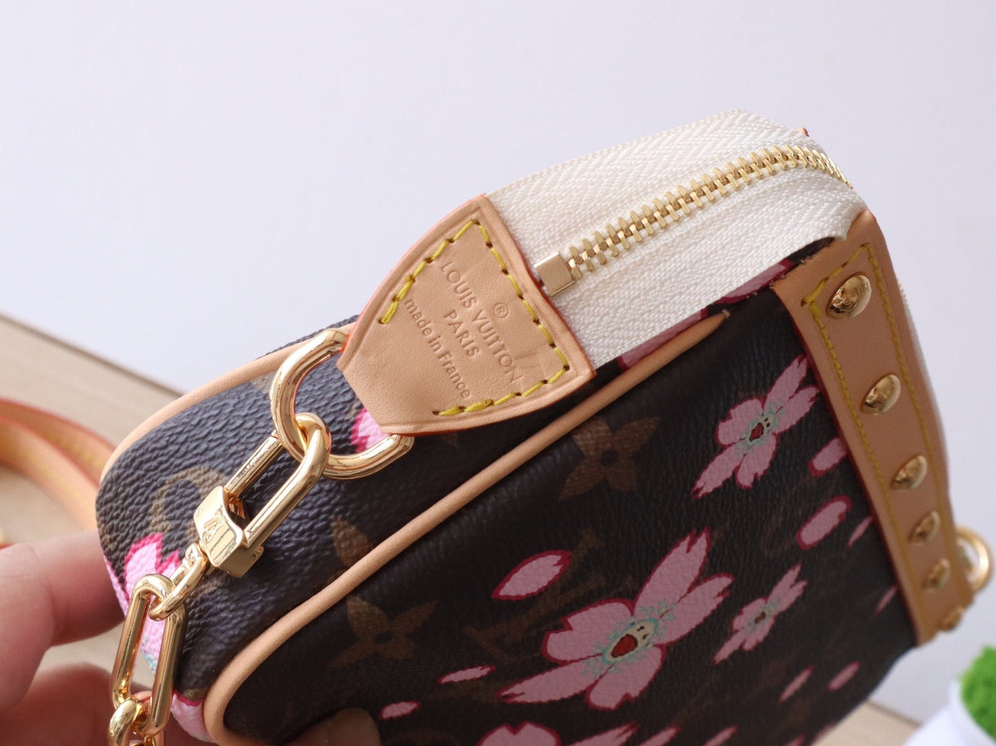 POCHETTE ACCESSOIRES BAG 22 IN SAKURA BROWN MONOGRAM COATED CANVAS