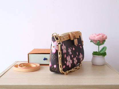 POCHETTE ACCESSOIRES BAG 22 IN SAKURA BROWN MONOGRAM COATED CANVAS