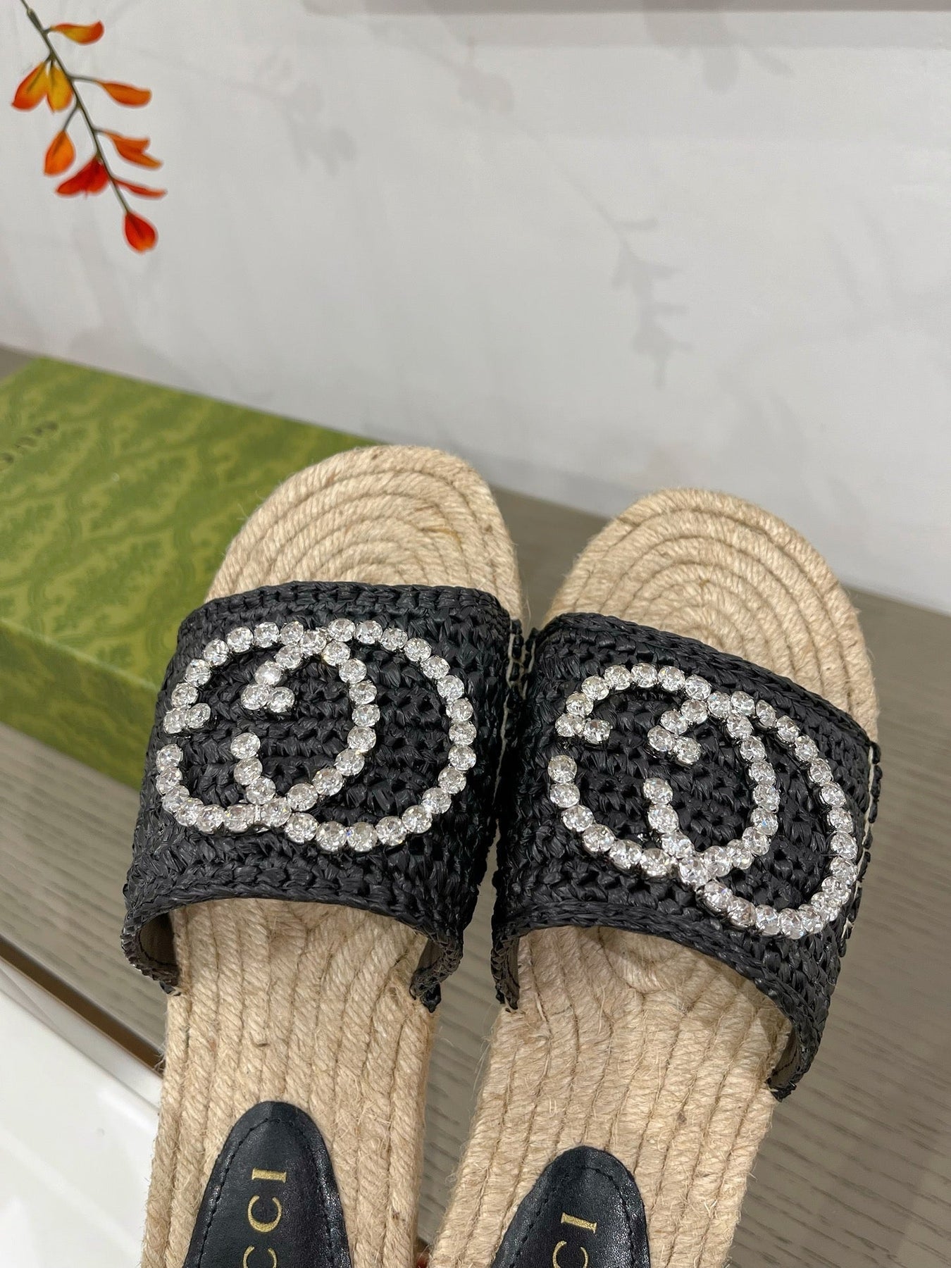 GG INTERLOCKING G ESPADRILLE BLACK FABRIC