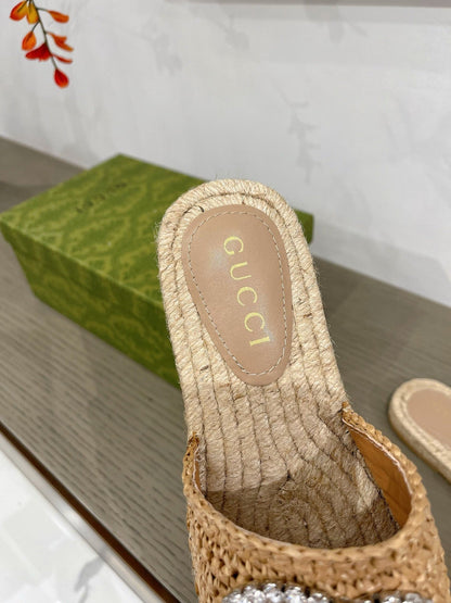GG INTERLOCKING G ESPADRILLE COPPER FABRIC