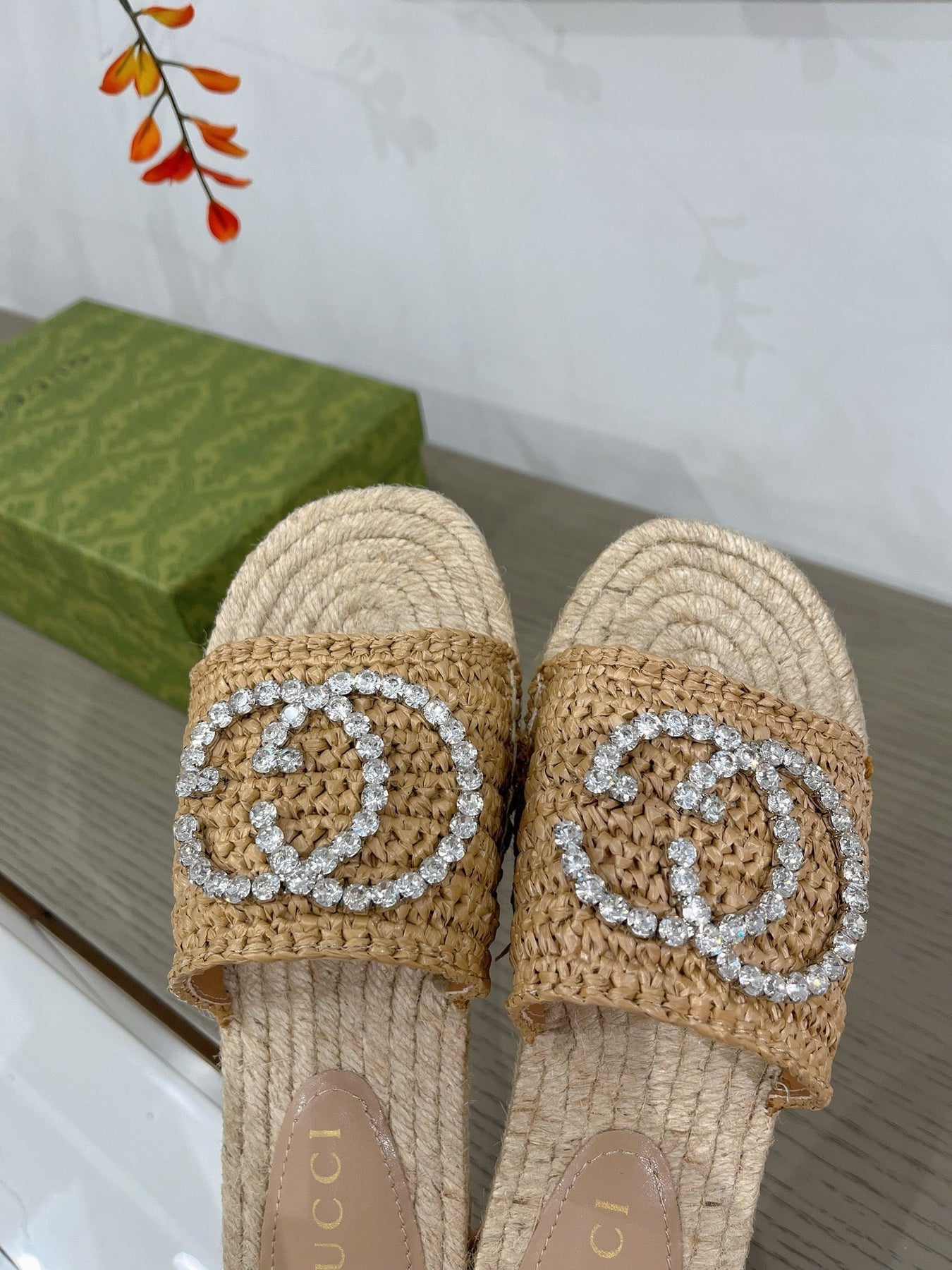 GG INTERLOCKING G ESPADRILLE COPPER FABRIC