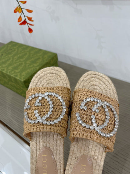 GG INTERLOCKING G ESPADRILLE COPPER FABRIC