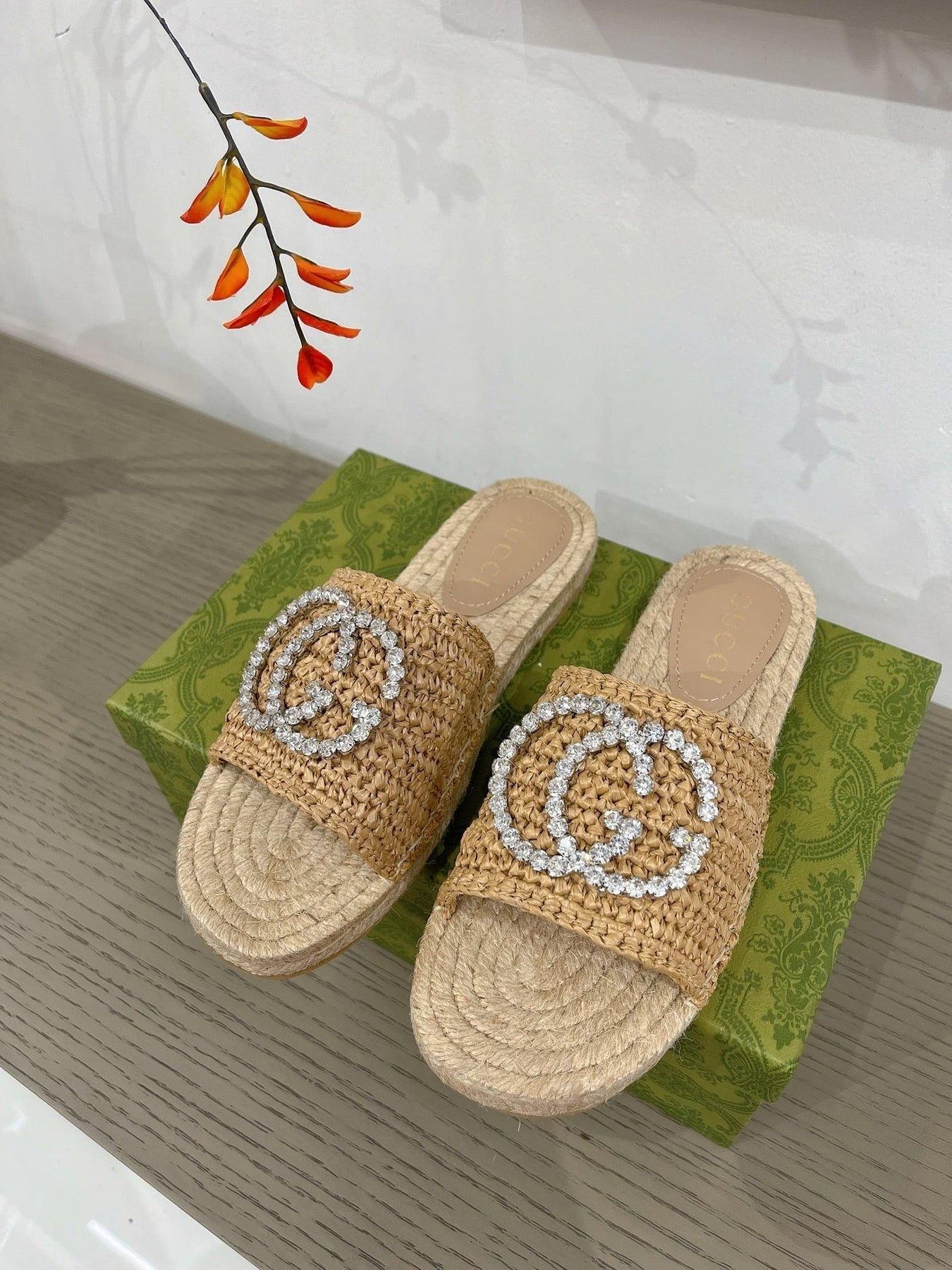 GG INTERLOCKING G ESPADRILLE COPPER FABRIC