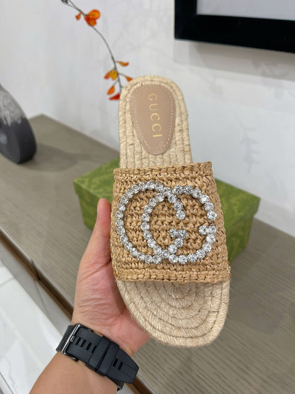 GG INTERLOCKING G ESPADRILLE COPPER FABRIC