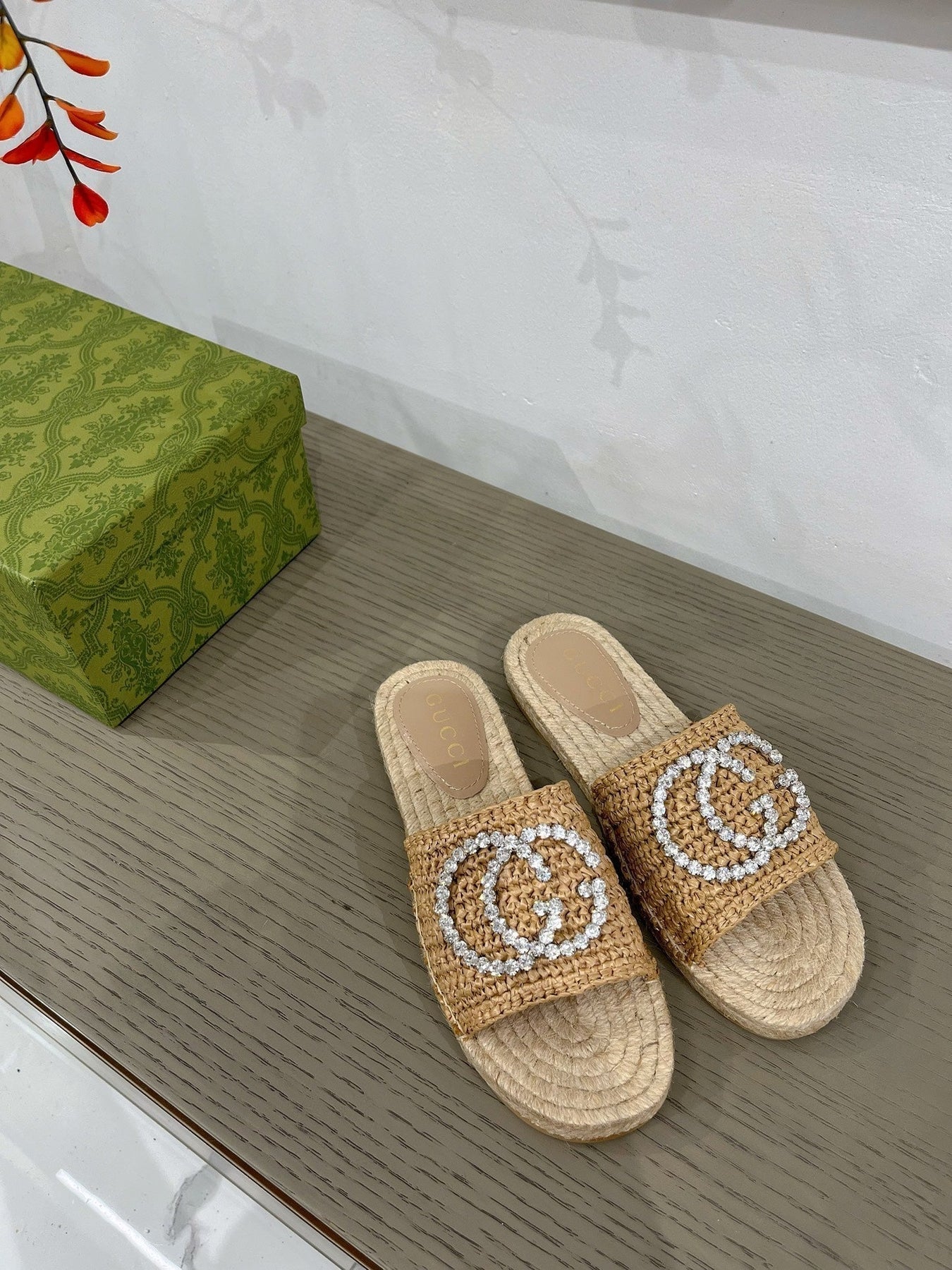 GG INTERLOCKING G ESPADRILLE COPPER FABRIC