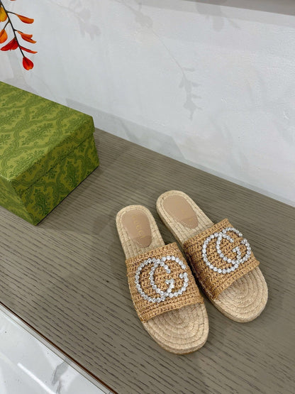 GG INTERLOCKING G ESPADRILLE COPPER FABRIC